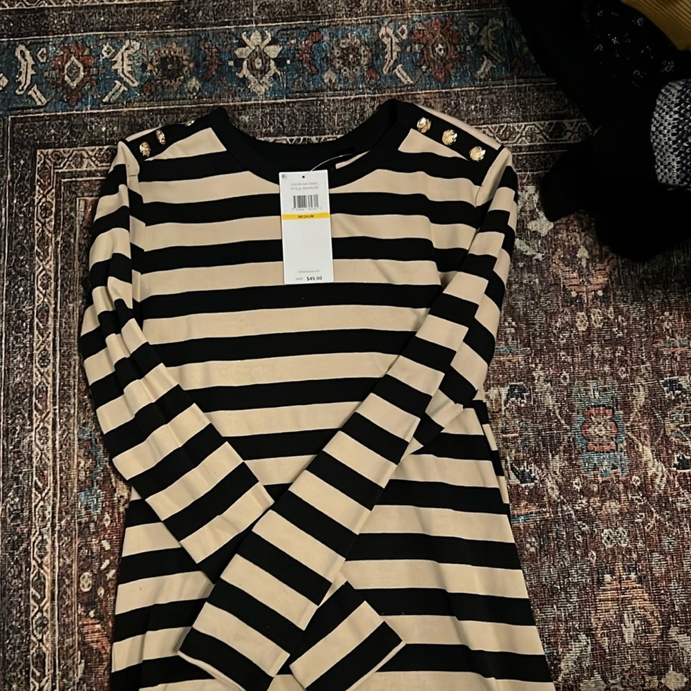 Striped long sleeve shirt.